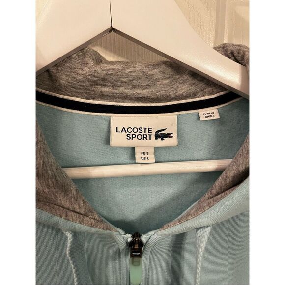 Lacoste Sport Fleece Light Blue Zip Up Hoodie sz 5 or L NWOT - Picture 5 of 15